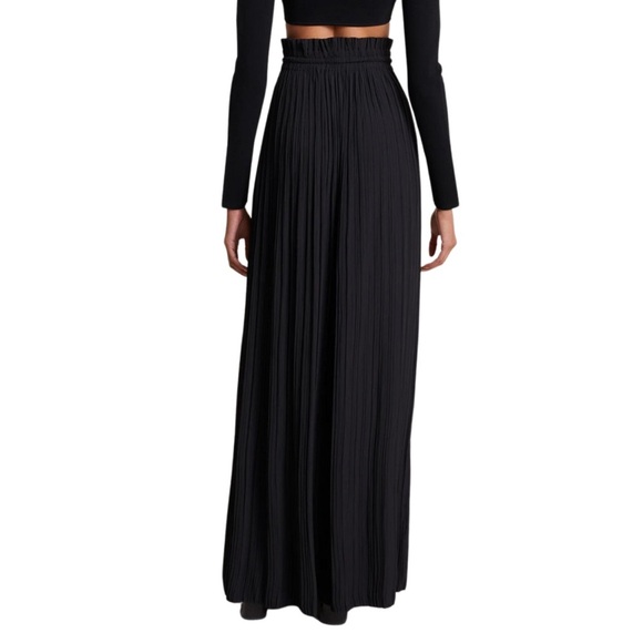 A.L.C Size 6 Black Everly Long Pleated High Ruffled Waist Tie Maxi Skirt NWT - Picture 2 of 13